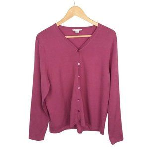 Pendleton Silk Nylon V-Neck Button Up Cardigan Long Sleeves Dusty Mauve Large